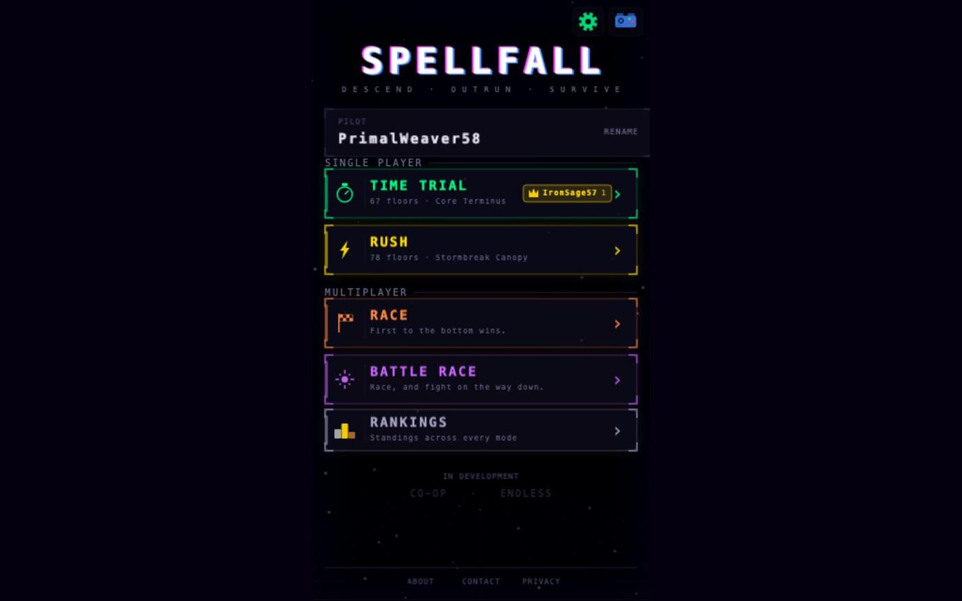 Spellfall — Free Multiplayer Platform Racer, No Download — screenshot