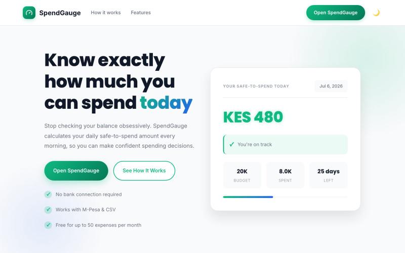 SpendGauge – Know Exactly How Much You Can Spend Today — screenshot