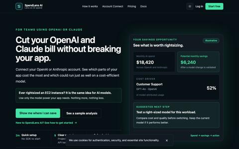 AI Model Rightsizing for OpenAI and Anthropic | SpendLens AI — screenshot