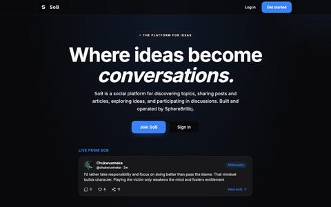 SoB — Where ideas become conversations — screenshot