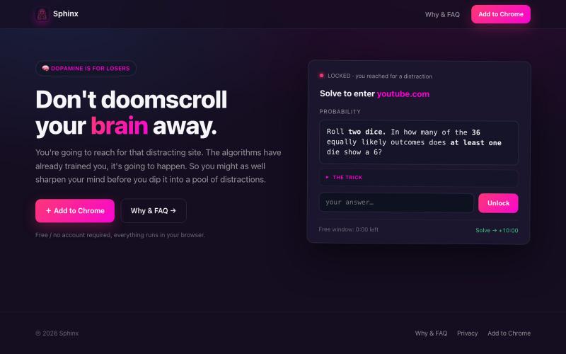 Sphinx — Doomscroll Smarter — screenshot
