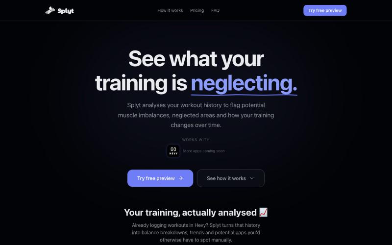 Splyt - See what your training is neglecting — screenshot