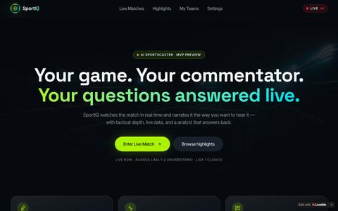 SportIQ — AI Sportscaster for Live Football — screenshot