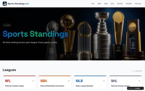 Sports Standings — All-Time NFL, NBA, MLB, NHL & NCAA Rankings — screenshot