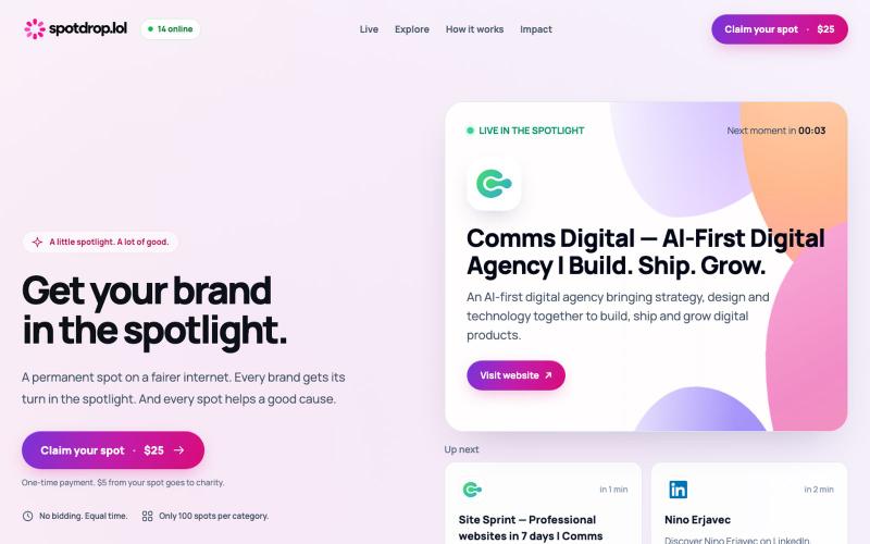 Spotdrop — One Brand. One Minute. Everyone Gets a Turn. — screenshot