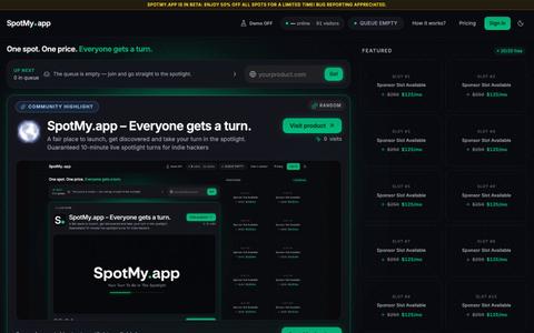 SpotMy.app – Your Turn in the Spotlight | Launch Platform for Micro-SaaS — screenshot