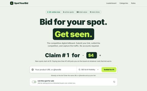 SpotYourBid — Bid for your spot. Get seen. — screenshot
