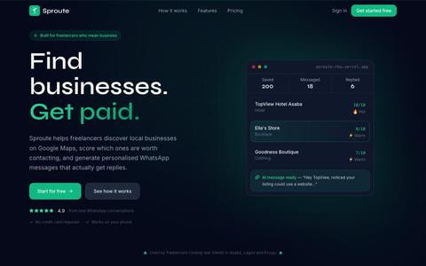 Sproute — Find Local Businesses & Land Clients — screenshot