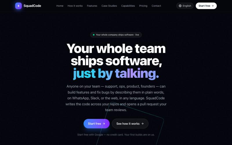 SquadCode — Your whole company ships software, just by talking — screenshot