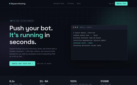 Square Hosting — container hosting for Discord bots — screenshot