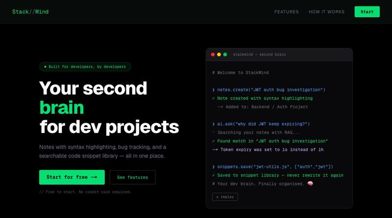 StackMind — Second Brain for Developers — screenshot