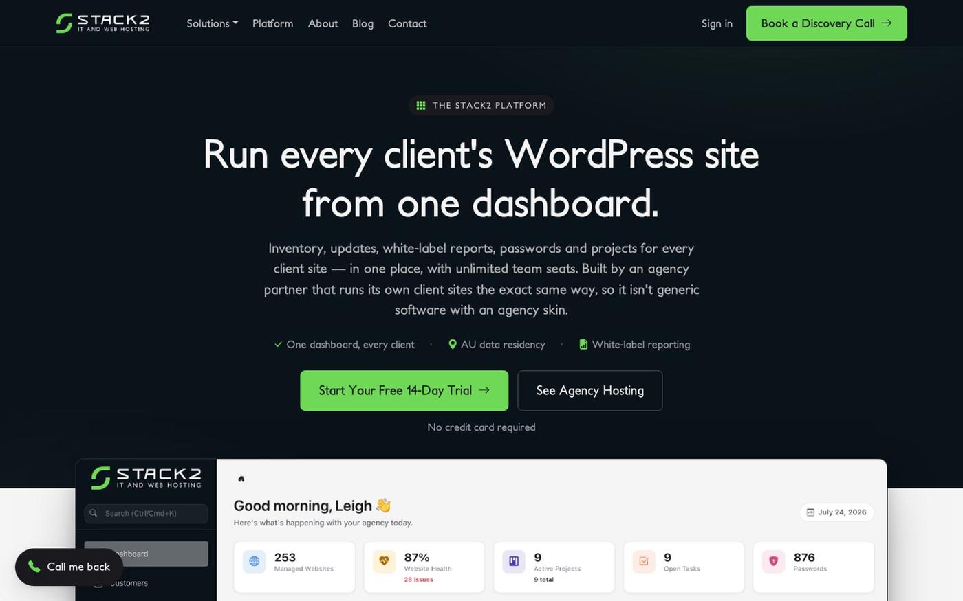 Stack2 Platform — WordPress Agency Management Software | Stack2 — screenshot