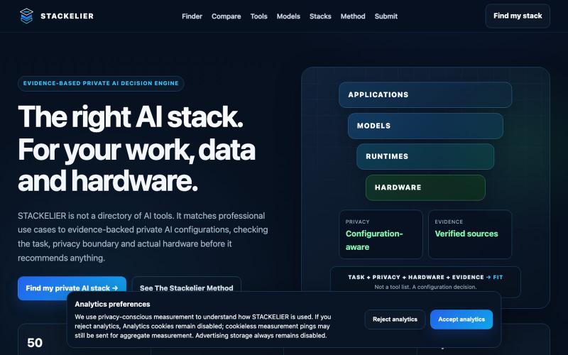 Private AI Stack Finder — STACKELIER — screenshot