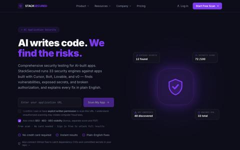 StackSecured — Security Audit for Vibe-Coded Apps — screenshot
