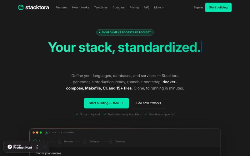 Stacktora — Environment Bootstrap Script Generator — screenshot