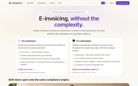 Stampbench — e-invoicing, without the complexity — screenshot