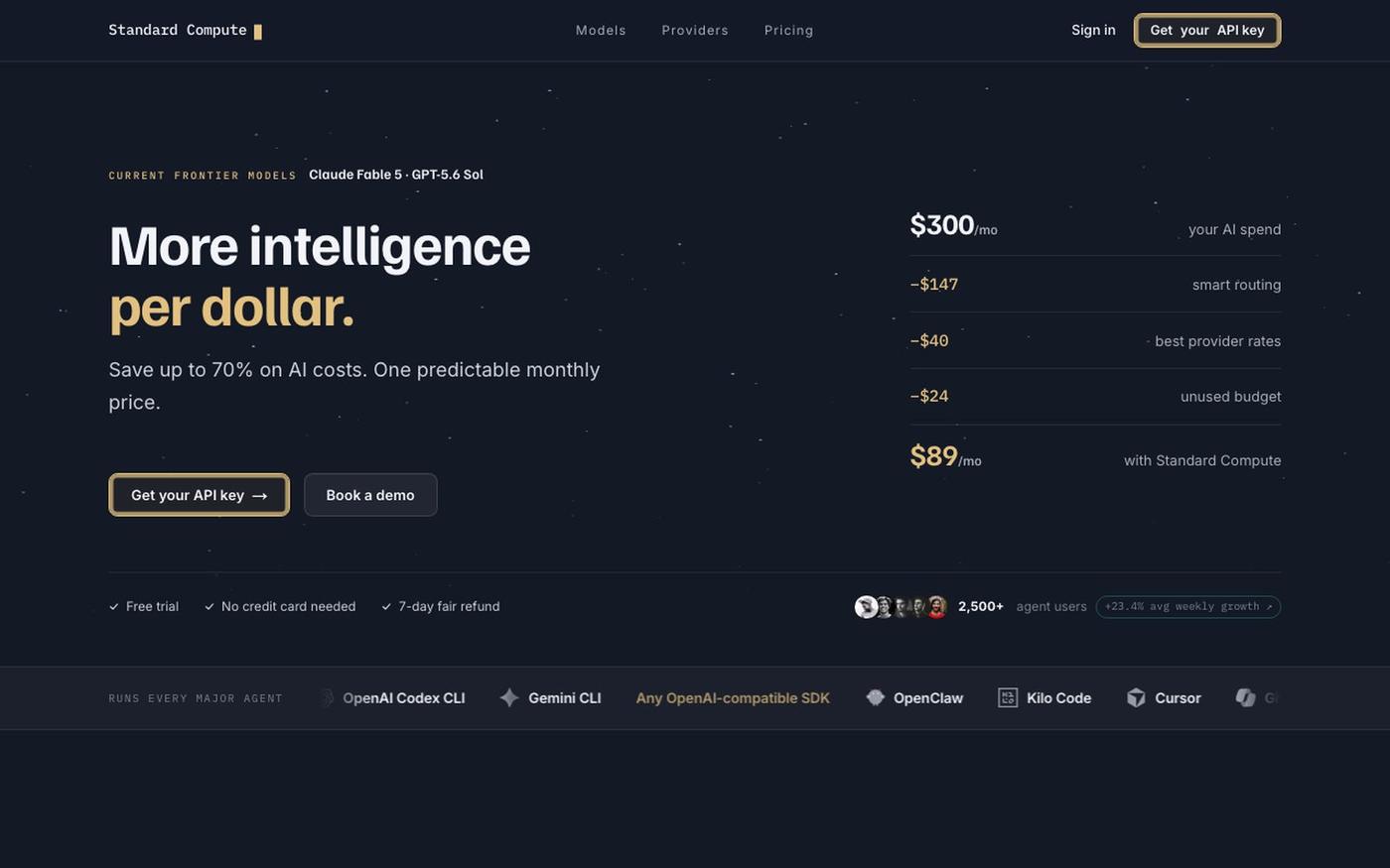 Standard Compute – Flat-Rate LLM Subscription for Coding Agents — screenshot