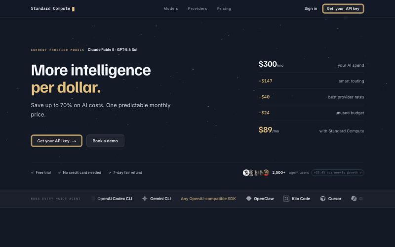 Standard Compute – Flat-Rate LLM Subscription for Coding Agents — screenshot