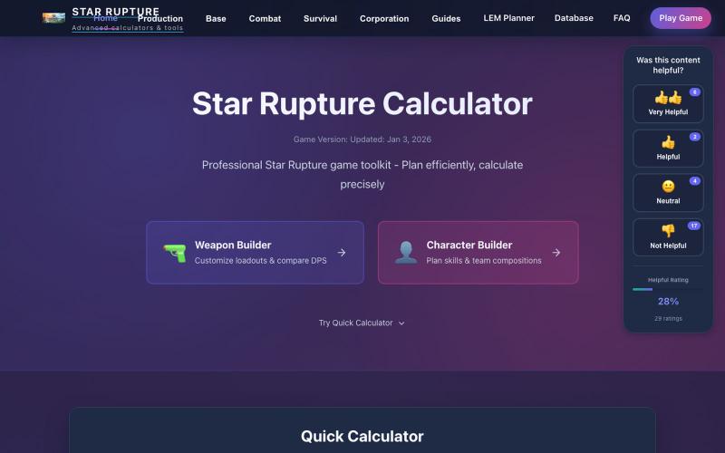 Star Rupture Tools - Calculators, Planners & Guides — screenshot