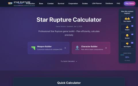 Star Rupture Tools - Calculators, Planners & Guides — screenshot