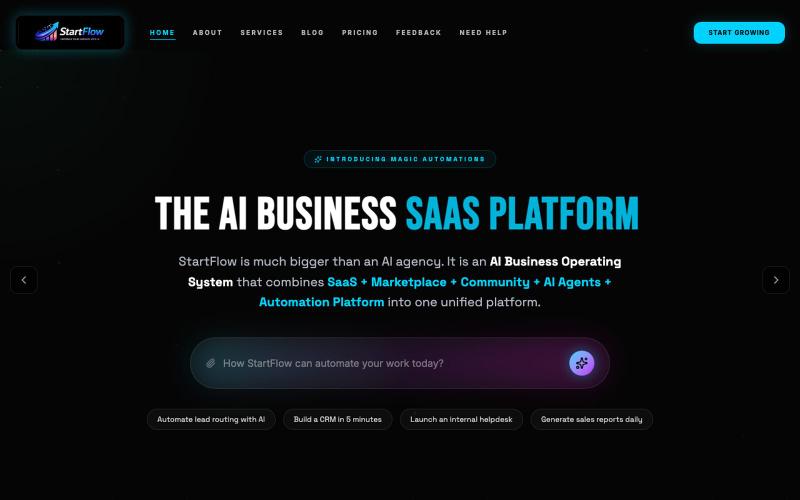 StartFlow | AI-Powered Business Tools & Automation — screenshot
