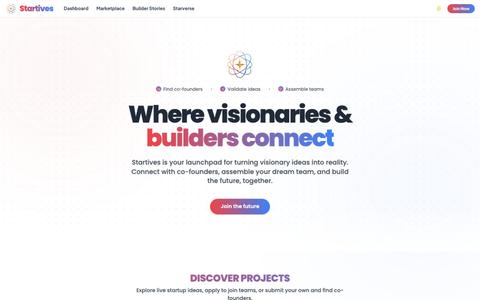 Startives: Find Co-Founders, Build Startups & SaaS — screenshot