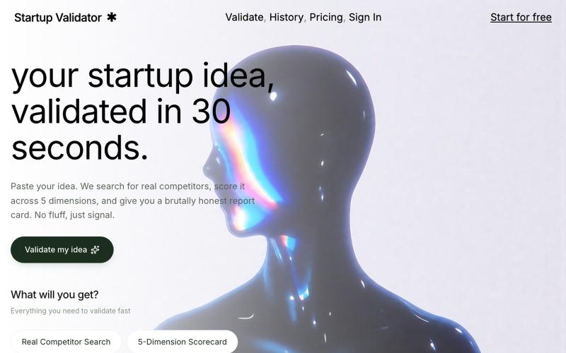 Startup Validator — Validate Your Startup Idea in 30 Seconds — screenshot