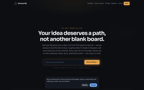 Startup HQ — AI Co-Founder for indie founders — screenshot