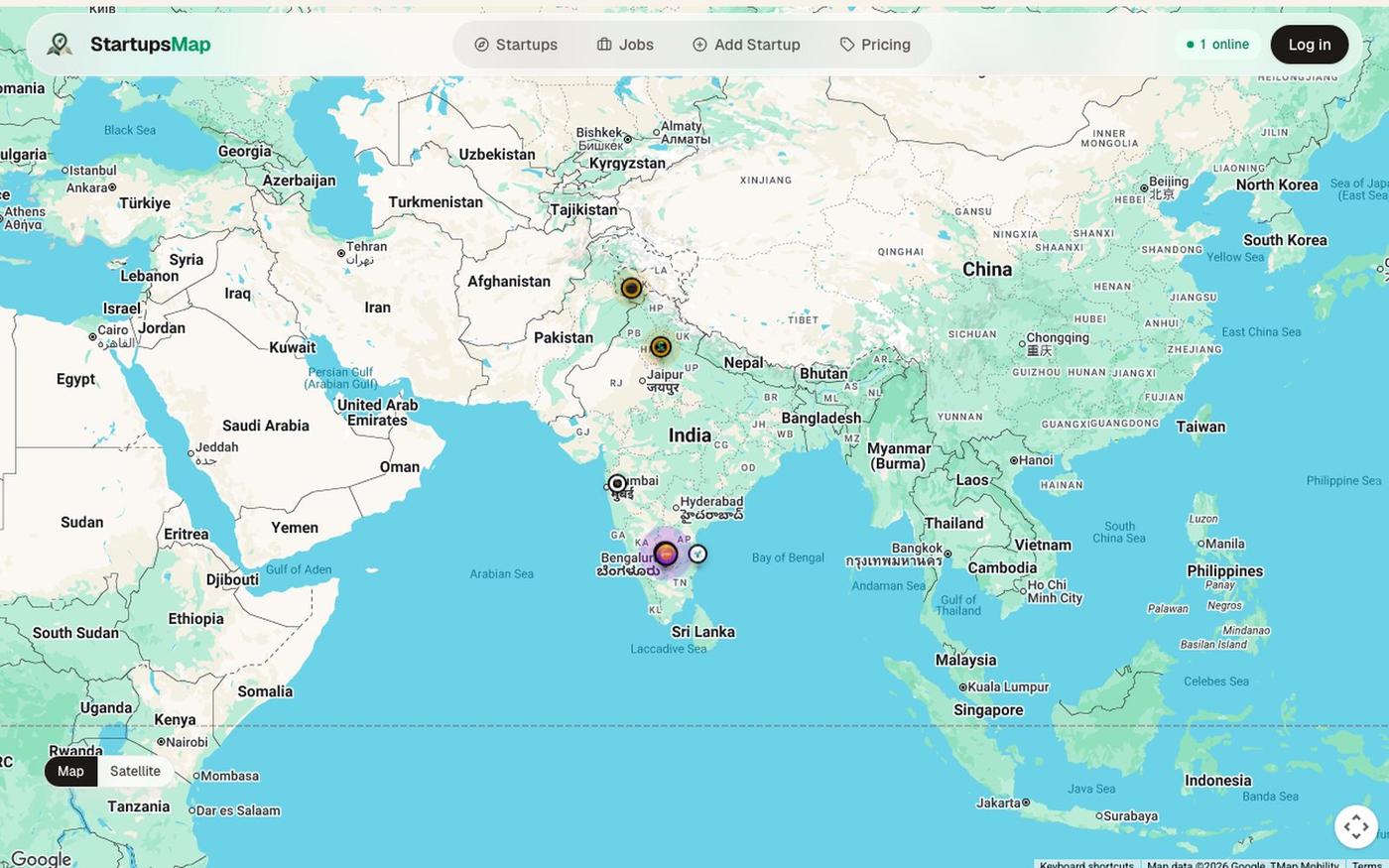 Startups Map | Discover Startups Worldwide — screenshot