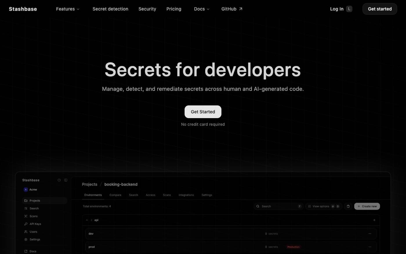 Stashbase | Secrets management for developers — screenshot