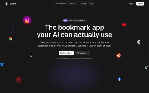 Stashr — The bookmark app your AI can actually use. — screenshot