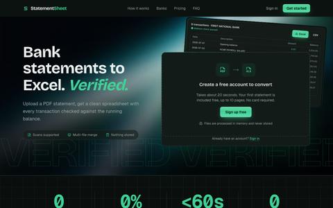 StatementSheet: Convert Bank Statements to Excel & CSV — screenshot