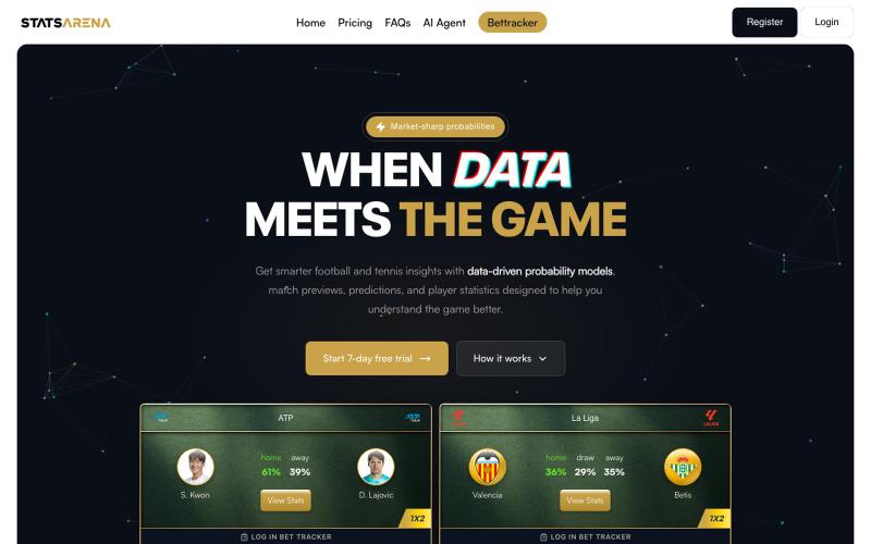 StatsArena | Data-Driven Football & Tennis Predictions — screenshot