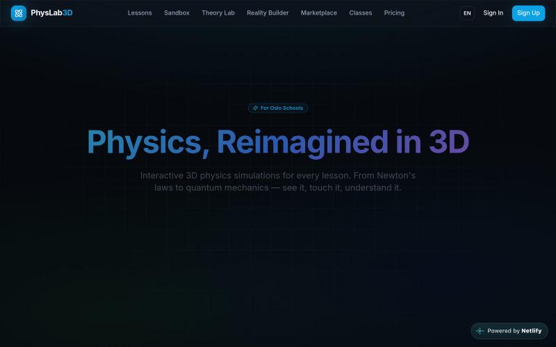 PhysLab 3D — Interactive Physics for Oslo Schools — screenshot