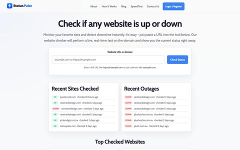 Free Website Status Checker - Check If a Site Is Down | StatusPulse — screenshot