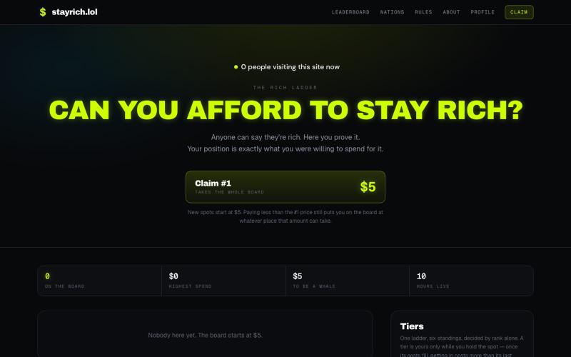 stayrich.lol — Can you afford to stay rich? — screenshot