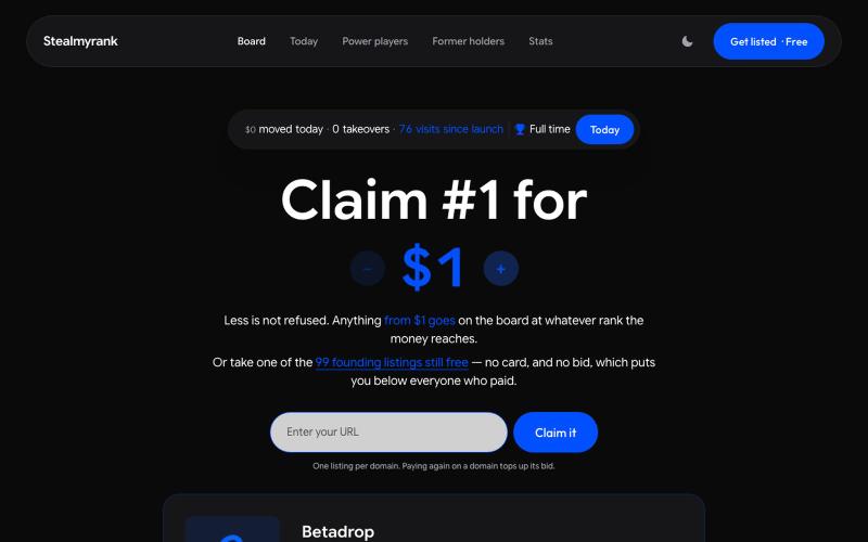 StealMyRank · every rank has a price — screenshot