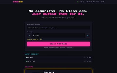 SteamBid — Pay to be #1 — screenshot