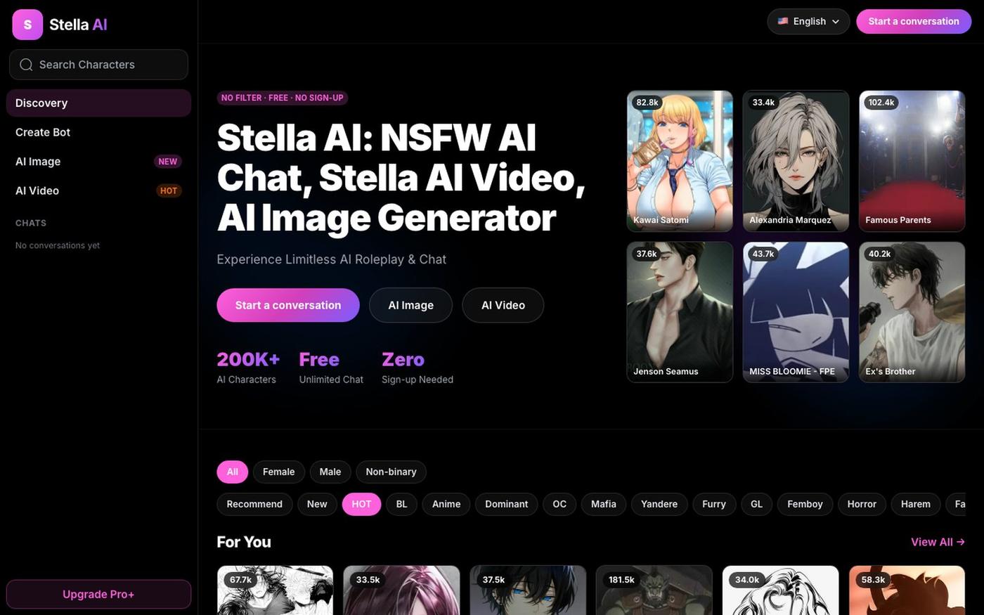 Stella AI: Uncensored Character AI Roleplay, AI Image & Video Tool — screenshot