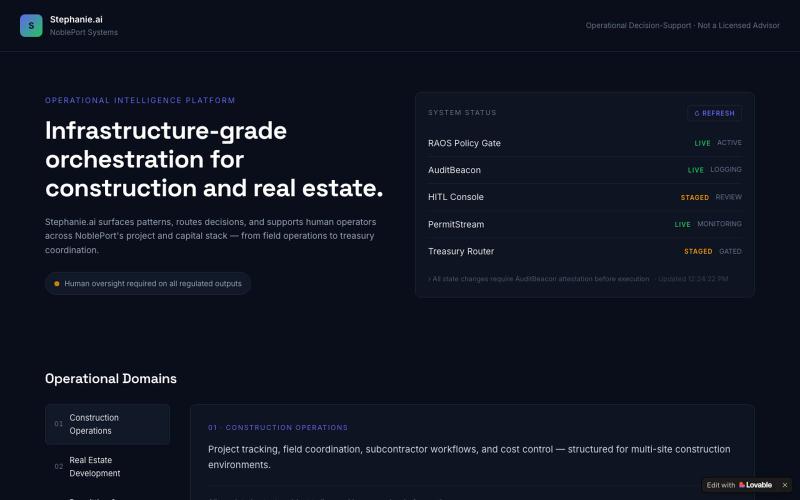 Stephanie.ai — CEO, NoblePort Systems — screenshot