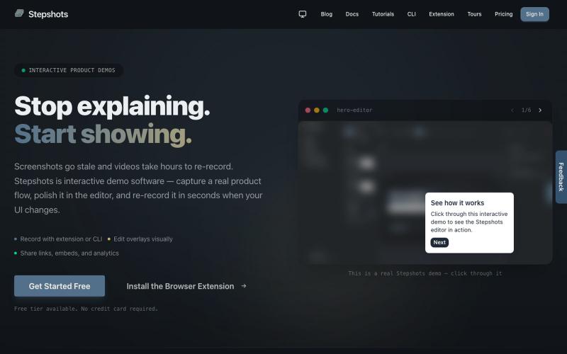Stepshots — Interactive Demo Software in Minutes — screenshot