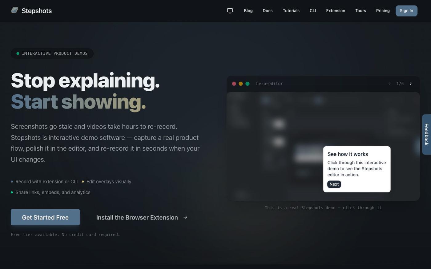 Stepshots — Interactive Demo Software in Minutes — screenshot