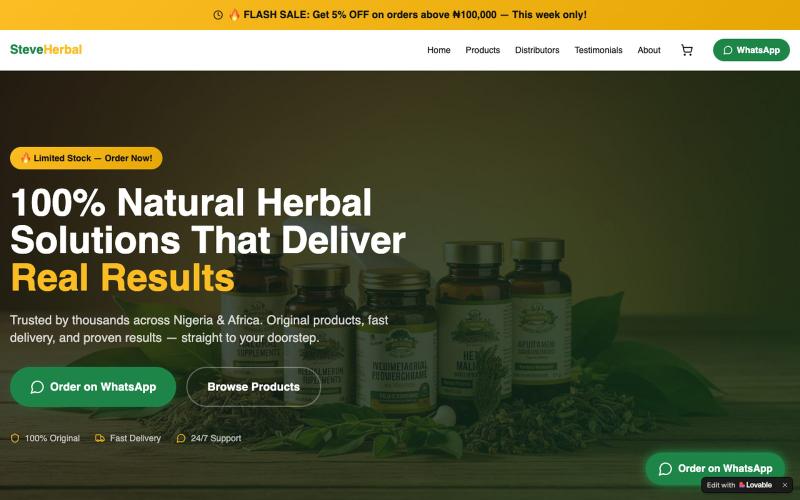 Steve Herbal Ventures — 100% Natural Herbal Products Nigeria — screenshot