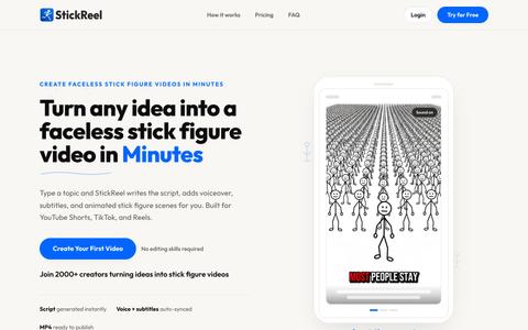 StickReel — Faceless stick figure videos for Shorts, TikTok & Reels — screenshot