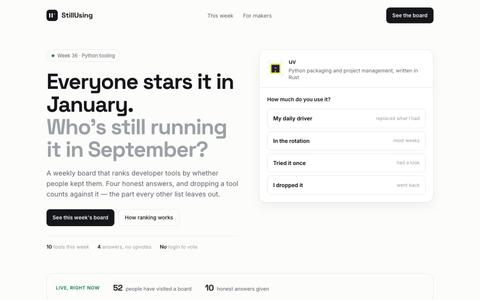 StillUsing — the dev tools people actually kept — screenshot