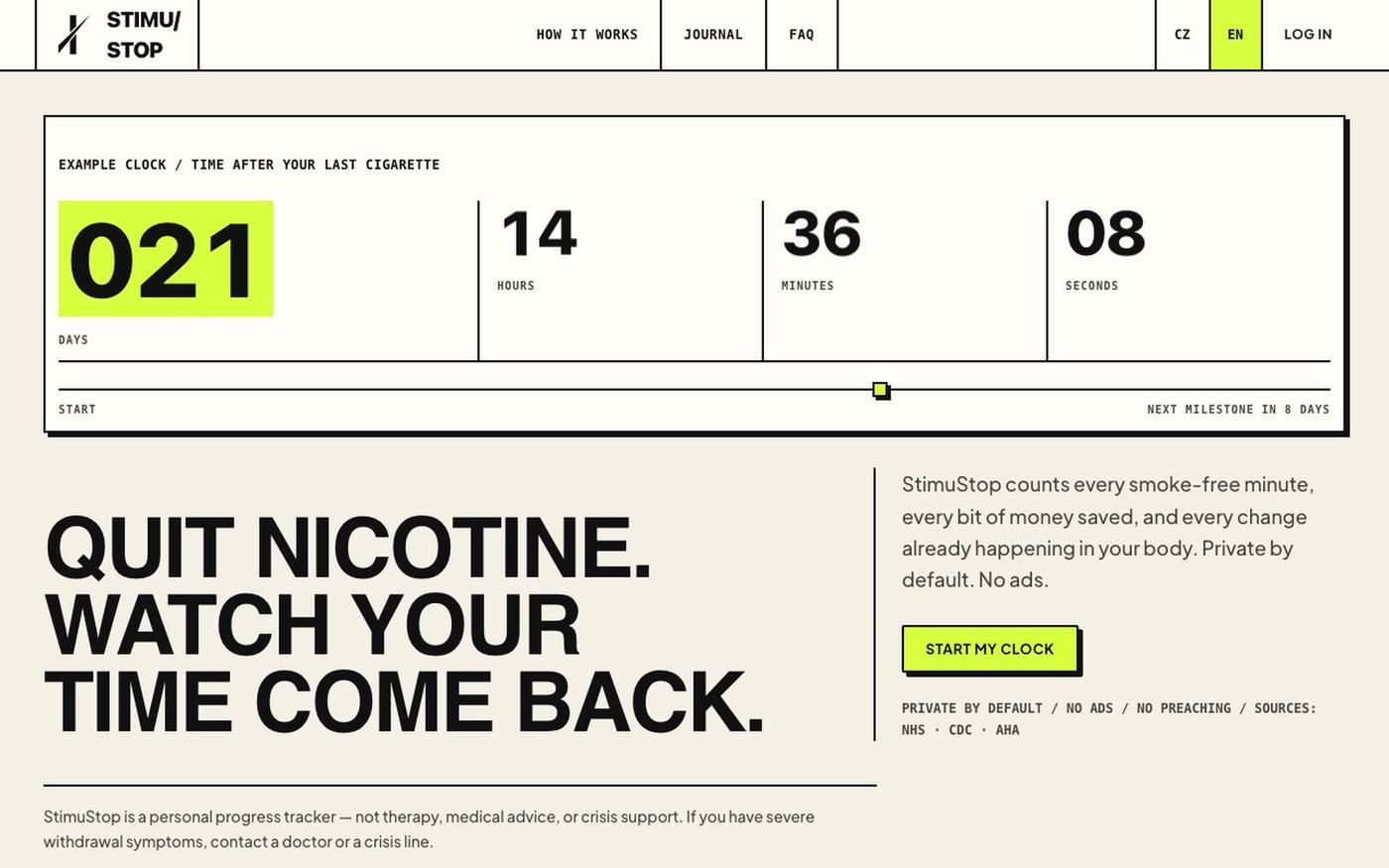 StimuStop — Quit smoking & vaping — free progress tracker — screenshot