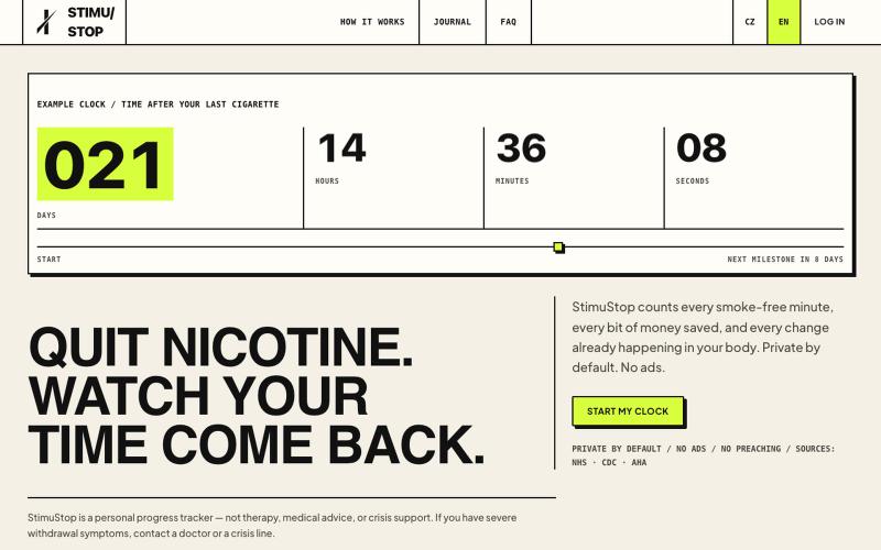 StimuStop — Quit smoking & vaping — free progress tracker — screenshot