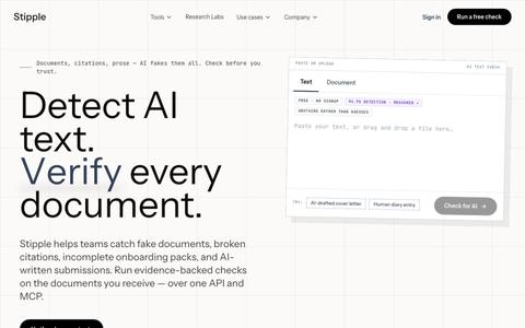 Stipple - Detect AI Text & Verify Documents — screenshot