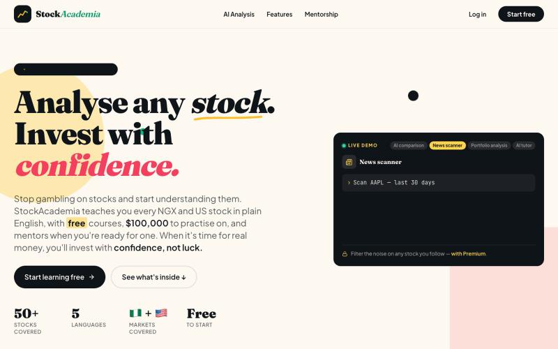 StockAcademia — Learn the Market. Build Wealth. — screenshot