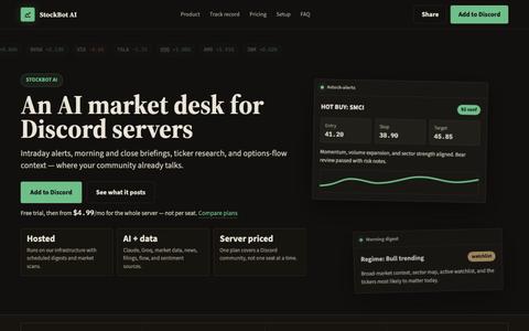 StockBot AI - AI Market Desk for Discord — screenshot